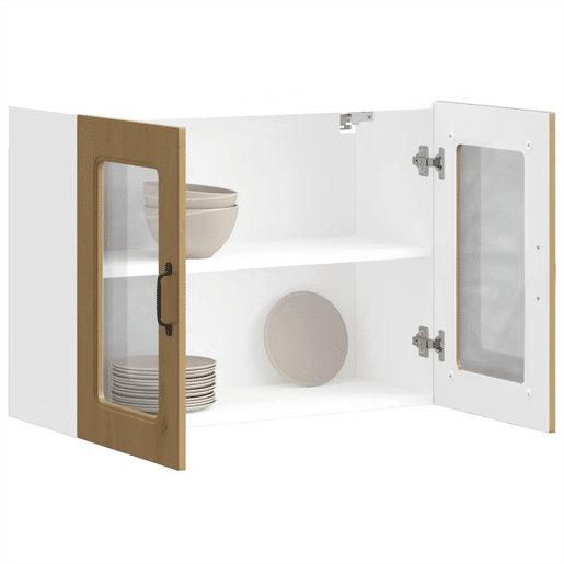 Armário de parede cozinha - Cozinha modular porta vidro carvalho artesanal