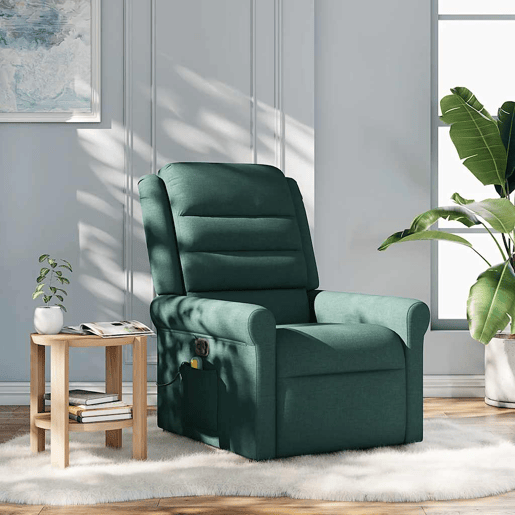 Poltrona de massagens reclinável - Poltrona relax tecido verde-escuro