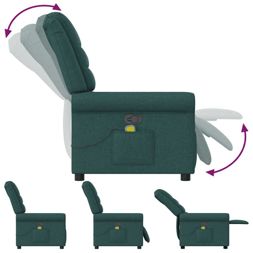 Poltrona de massagens reclinável - Poltrona relax tecido verde-escuro