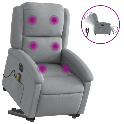 Poltrona elétrica reclinável massagens - Poltrona relax tecido cinzento-claro