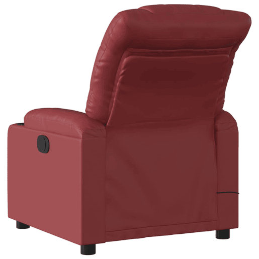 Poltrona massagens reclin. - Poltrona relax elétrica couro artif. vermelho-tinto
