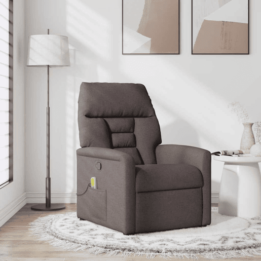 Poltrona de massagens reclinável - Poltrona relax tecido castanho-escuro