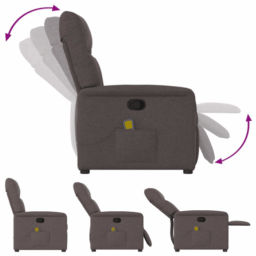 Poltrona de massagens reclinável - Poltrona relax tecido castanho-escuro