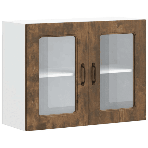 Armário de parede de cozinha - Cozinha modular porta vidro carvalho fumado