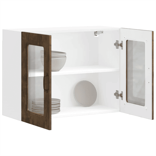 Armário de parede de cozinha - Cozinha modular porta vidro carvalho fumado