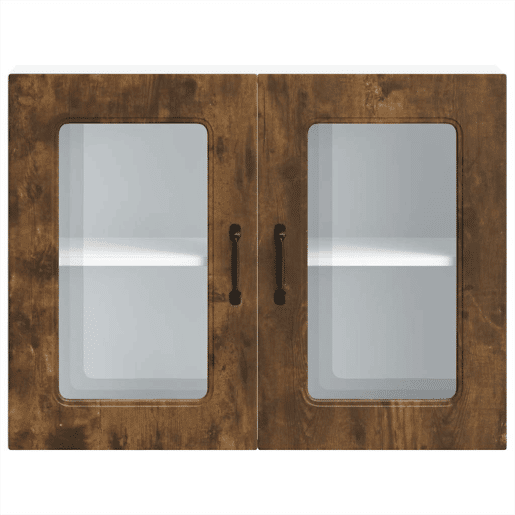 Armário de parede de cozinha - Cozinha modular porta vidro carvalho fumado