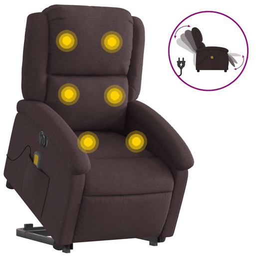 Poltrona elétrica massagens - Poltrona relax tecido castanho-escuro Poltrona elétrica massagens - Poltrona relax tecido castanho-escuro
