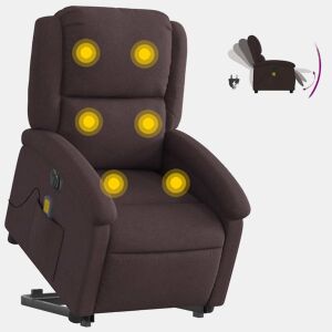 Poltrona elétrica massagens - Poltrona relax tecido castanho-escuro