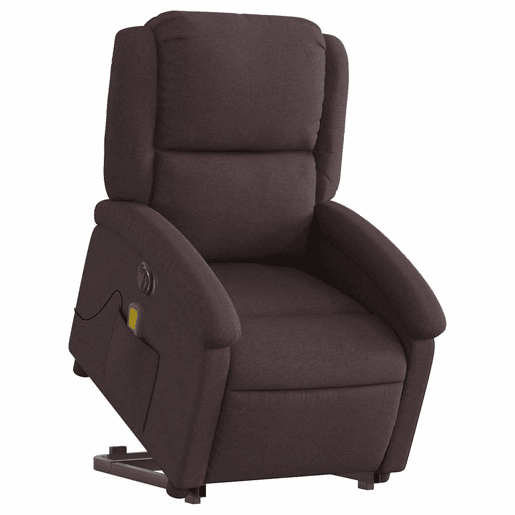 Poltrona elétrica massagens - Poltrona relax tecido castanho-escuro Poltrona elétrica massagens - Poltrona relax tecido castanho-escuro