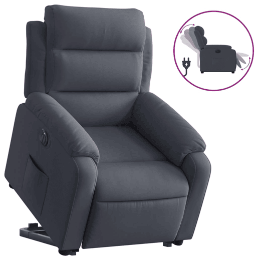 Poltrona reclinável - Poltrona relax elétrica veludo cinzento-escuro