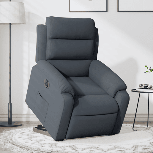Poltrona reclinável - Poltrona relax elétrica veludo cinzento-escuro