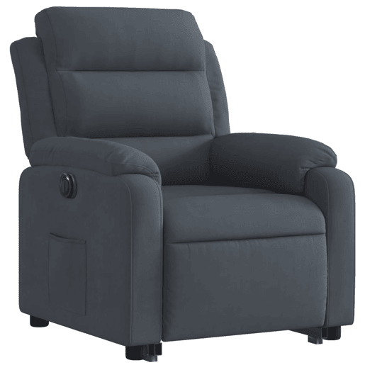 Poltrona reclinável - Poltrona relax elétrica veludo cinzento-escuro