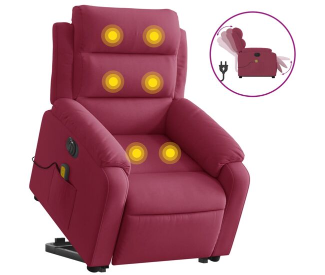 Sillón de masaje reclinable elevable - sillón relax terciopelo rojo tinto