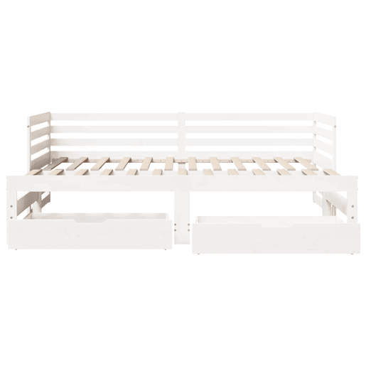 Sofá-cama, Sofá conversível c gavetas 90x200cm madeira de pinho maciça branco