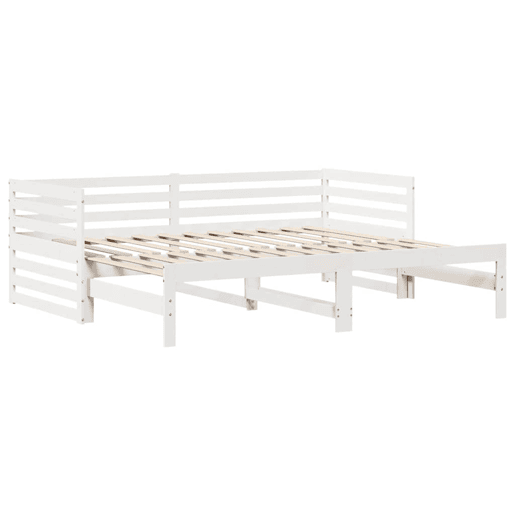 Sofá-cama, Sofá conversível c gavetas 90x200cm madeira de pinho maciça branco