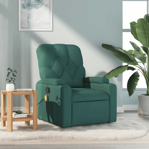 Poltrona de massagens reclinável - Poltrona relax tecido verde-escuro
