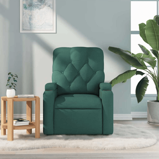 Poltrona de massagens reclinável - Poltrona relax tecido verde-escuro