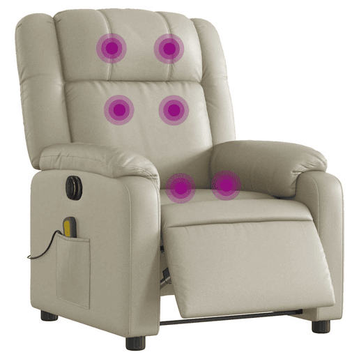 Poltrona massagens reclinável - Poltrona relax elétrica couro artificial creme