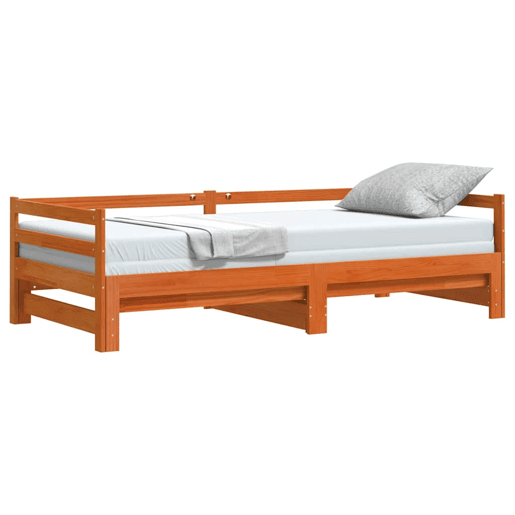 Sofá-cama, Sofá conversível com gavetão sem colchões 90x190 cm castanho-mel