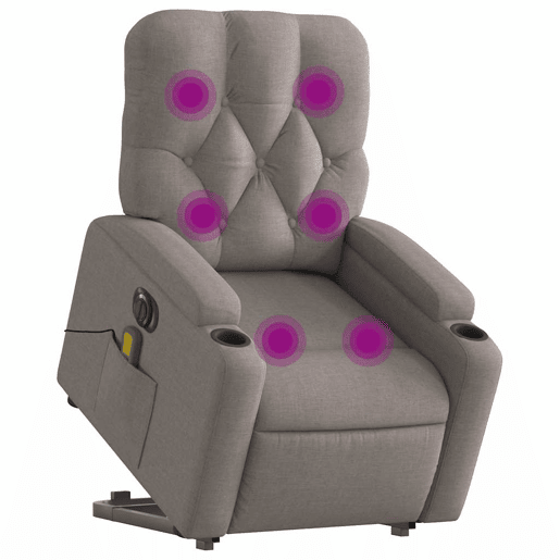 Poltrona elétrica elevatória massagens - Poltrona relax tecido cinza-acastanhado