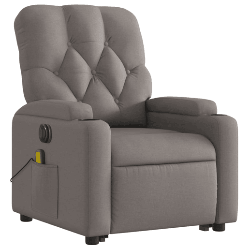 Poltrona elétrica elevatória massagens - Poltrona relax tecido cinza-acastanhado