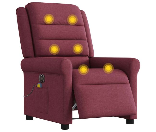 Sillón de masaje reclinable - sillón relax eléctrico tela rojo tinto