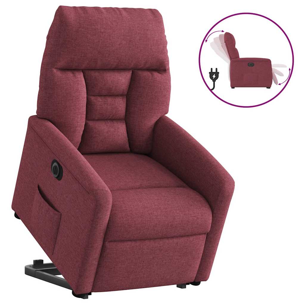 Sillón eléctrico reclinable elevable - sillón relax de tela rojo tinto
