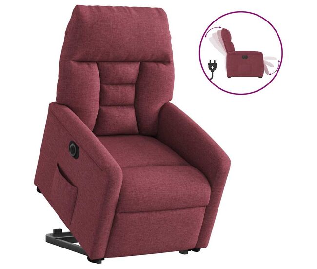 Sillón eléctrico reclinable elevable - sillón relax de tela rojo tinto