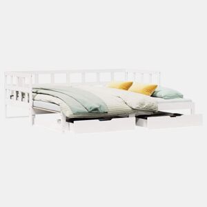 Sofá-cama, Sofá conversível com gavetão e gavetas sem colchão 90x200 cm branco