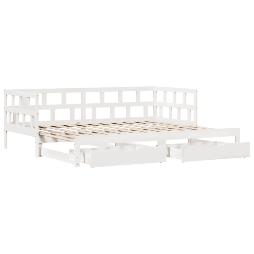 Sofá-cama, Sofá conversível com gavetão e gavetas sem colchão 90x200 cm branco