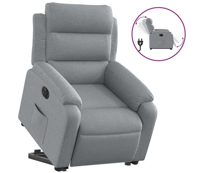 Sillón eléctrico reclinable elevable - sillón relax de tela gris claro