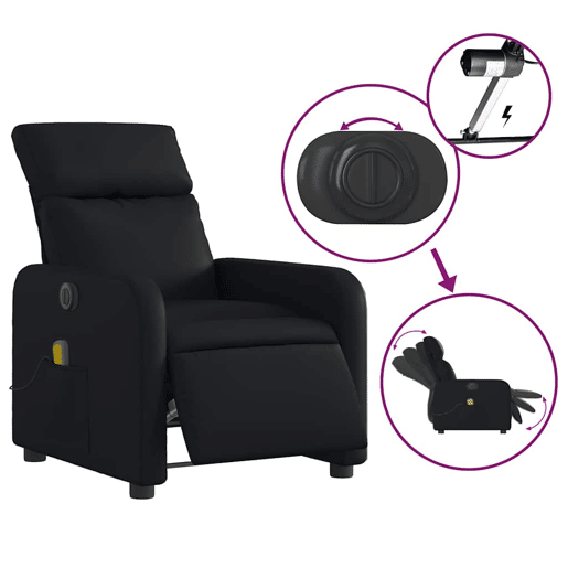 Poltrona massagens reclinável - Poltrona relax elétrica couro artificial preto
