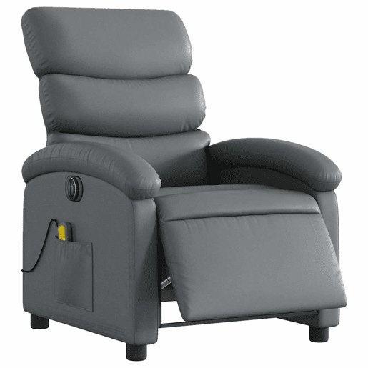 Poltrona massagens reclinável - Poltrona relax elétrica couro artif. cinzento