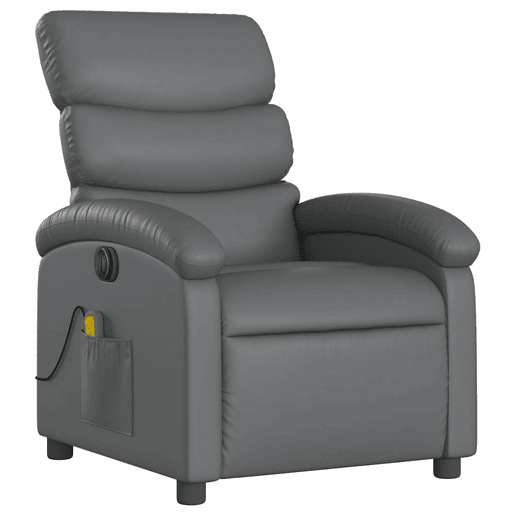 Poltrona massagens reclinável - Poltrona relax elétrica couro artif. cinzento