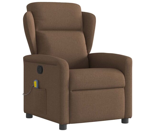 Sillón reclinable - sillón relax con masaje de tela marrón