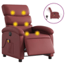 Poltrona massagens reclin. elétrica - Poltrona relax couro artif. vermelho-tinto