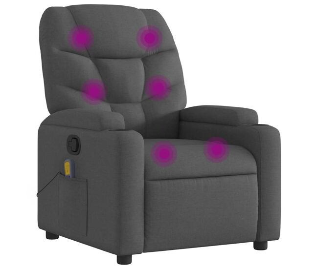 Sillón de masaje reclinable - sillón relax de tela gris oscuro