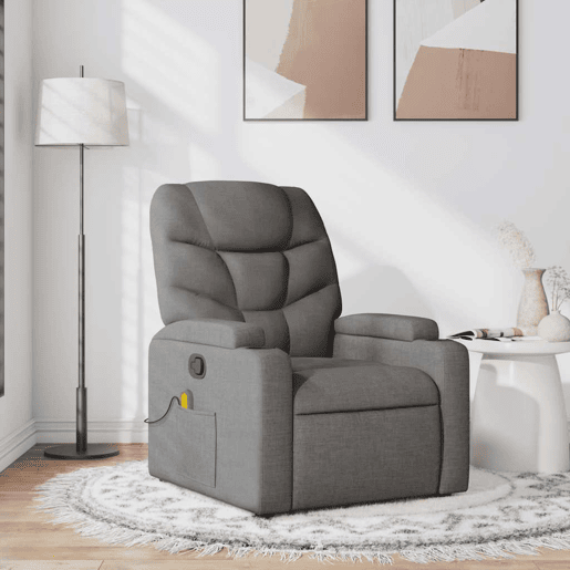 Poltrona de massagens reclinável - Poltrona relax tecido cinzento-escuro