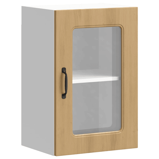 Armário de parede cozinha - Cozinha modular porta vidro carvalho artesanal