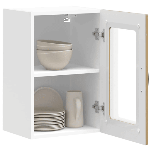 Armário de parede cozinha - Cozinha modular porta vidro carvalho artesanal