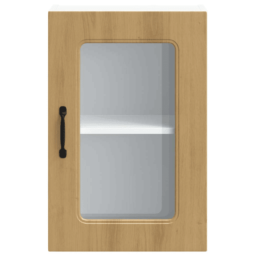 Armário de parede cozinha - Cozinha modular porta vidro carvalho artesanal