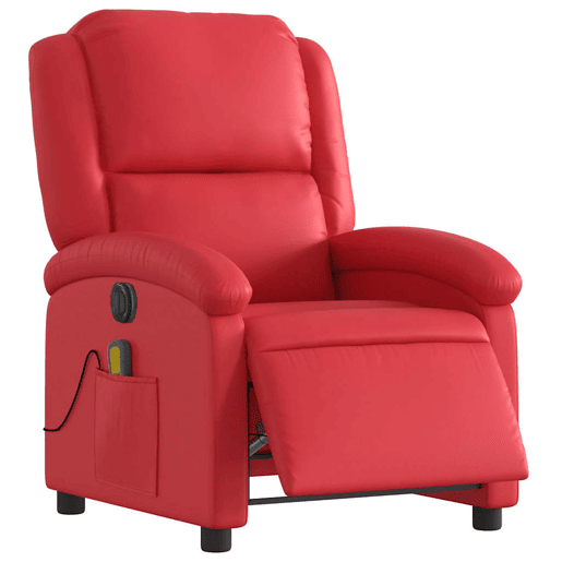Poltrona massagens reclinável - Poltrona relax elétrica couro artif. vermelho