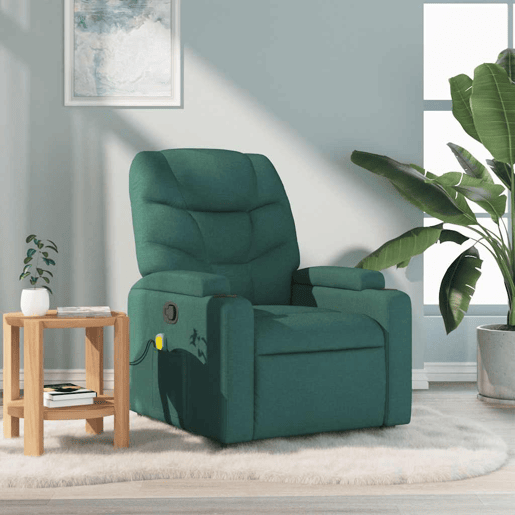Poltrona de massagens reclinável - Poltrona relax tecido verde-escuro