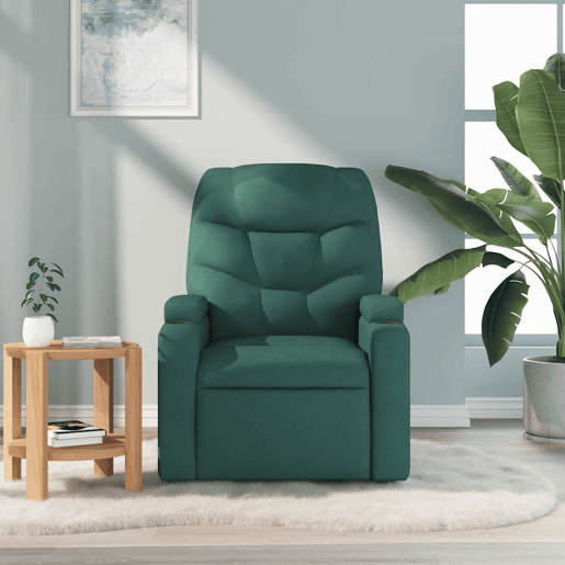 Poltrona de massagens reclinável - Poltrona relax tecido verde-escuro