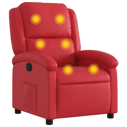 Poltrona de massagens reclinável - Poltrona relax couro artificial vermelho