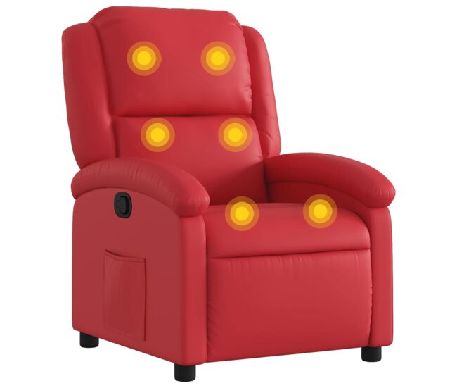 Sillón de masaje reclinable - sillón relax cuero sintético rojo