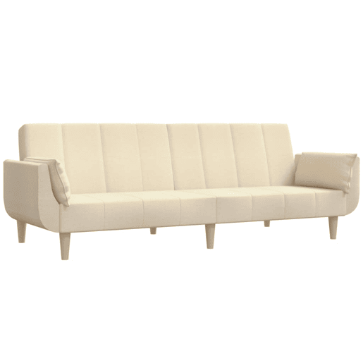 Sofá-cama, Sofá conversível 2 lugares com duas almofadas tecido cor creme