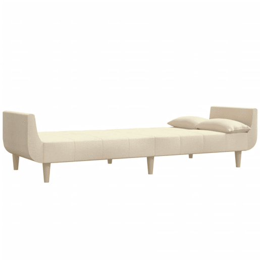 Sofá-cama, Sofá conversível 2 lugares com duas almofadas tecido cor creme
