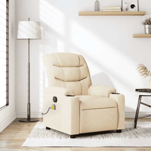Poltrona de massagens reclinável - Poltrona relax tecido cor creme