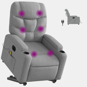Poltrona elétrica reclinável massagens - Poltrona relax tecido cinzento-claro